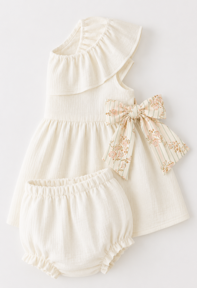 Soft Summer | Çiçek Fiyonklu Elbise
